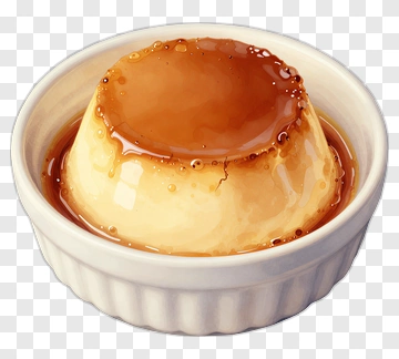 Delicious Flan Dessert In A White Dish PNG