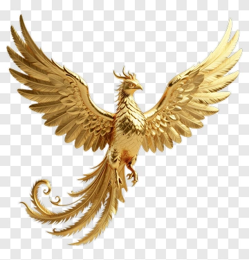 Golden Phoenix With Outstretched Wings PNG
