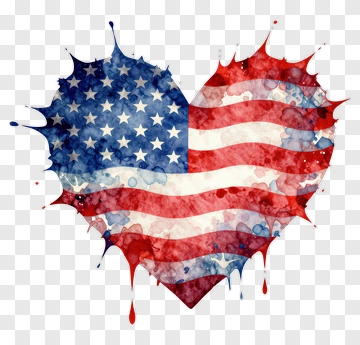 Watercolor American Flag Heart PNG