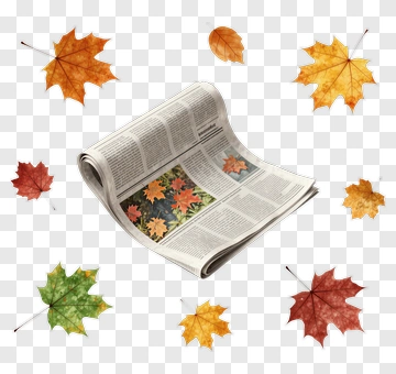 Newspaper With Autumn Leaves PNG