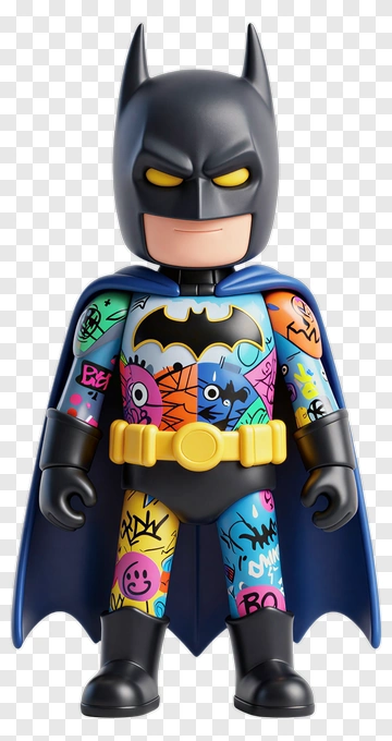 Colorful Cartoon Batman Figure PNG