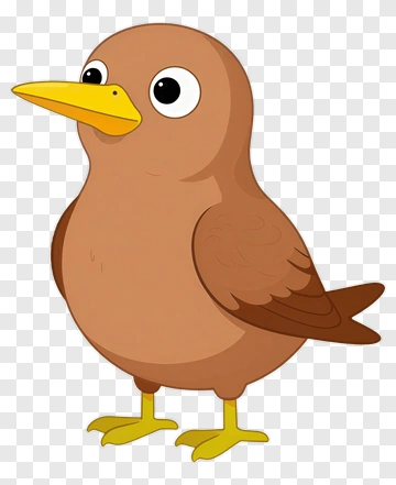 Cartoon Bird With Yellow Beak PNG