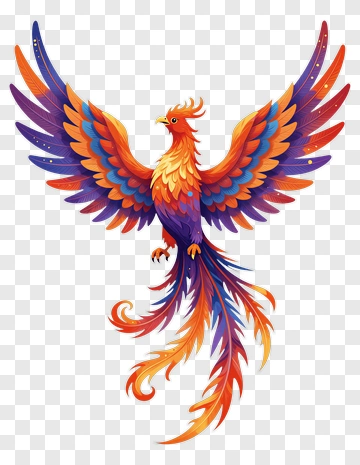 Colorful Phoenix With Vibrant Feathers PNG