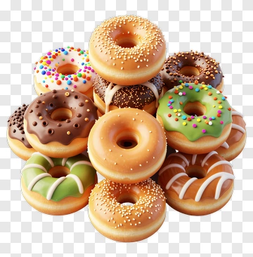Colorful Assorted Donuts PNG