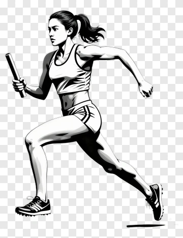 Athletic Woman Running With A Relay Baton PNG