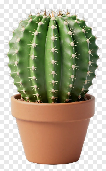 Green Cactus In A Terracotta Pot PNG