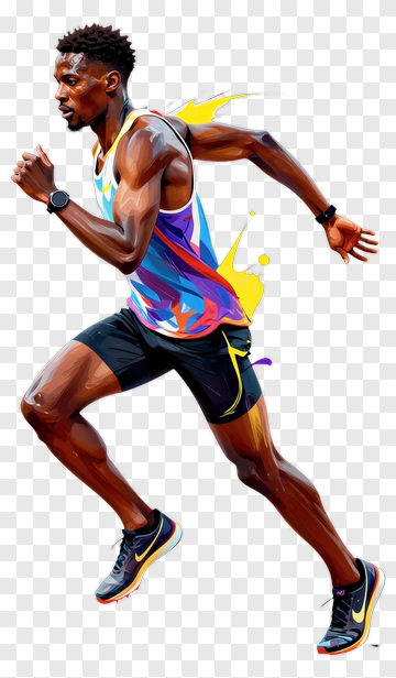 Athlete Running With Colorful Splash PNG