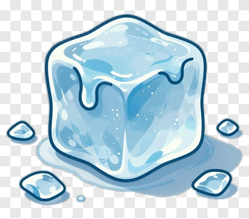 Cartoon Ice Cube With Melting Water PNG