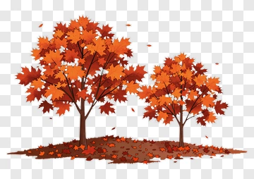 Colorful Autumn Trees With Falling Leaves PNG