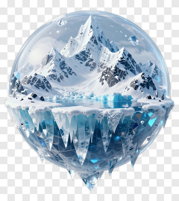 3D Ice Mountain Sphere PNG