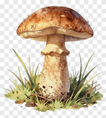 Realistic Mushroom Growing In Grass PNG