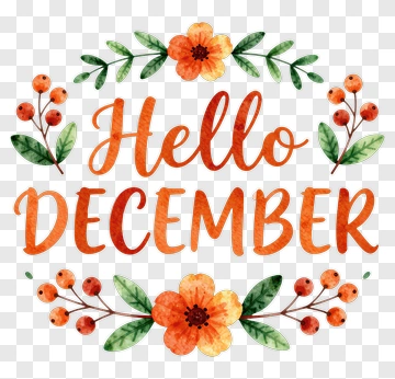 Hello December Floral Design PNG
