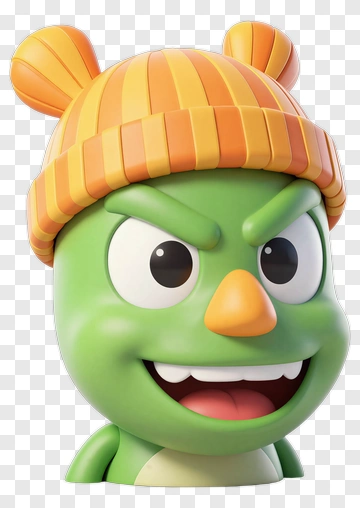 Cartoon Character With Orange Striped Hat PNG