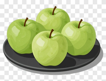 Green Apples On A Plate PNG