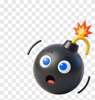 Surprised Cartoon Bomb With A Fuse PNG