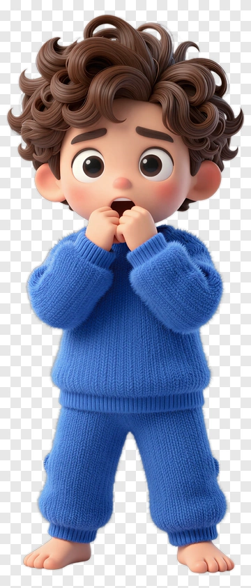 Surprised Boy In Blue Pajamas PNG