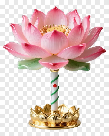 Pink Lotus Flower On A Decorative Stand PNG