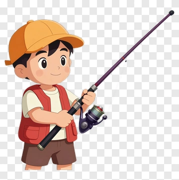Cartoon Boy Fishing With A Rod PNG