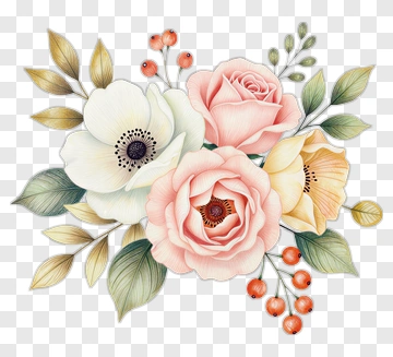 Flower Bouquet With Pink And White Roses PNG
