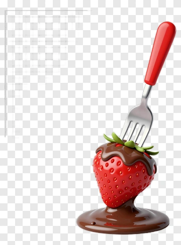 Chocolate-Covered Strawberry With Fork PNG