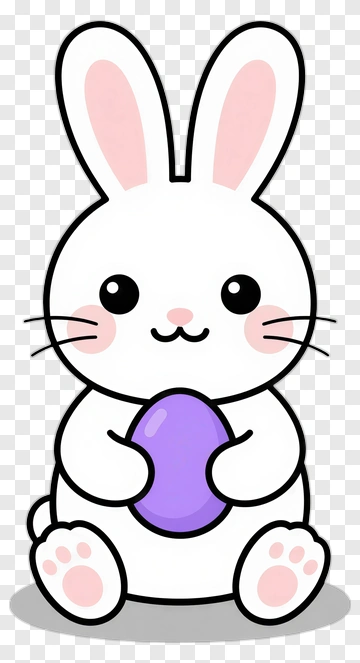 Cartoon Bunny Holding A Purple Egg PNG