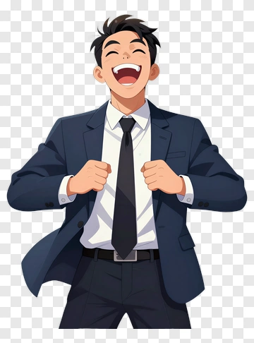 Happy Cartoon Businessman Celebrating PNG
