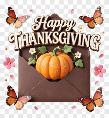 Happy Thanksgiving Pumpkin In An Envelope PNG