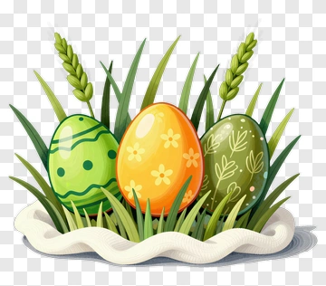 Colorful Easter Eggs Nestled In Grass PNG