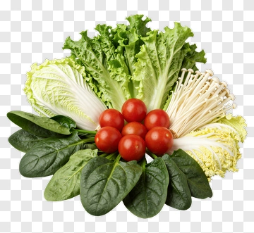 Fresh Vegetable Arrangement With Tomatoes And Greens PNG