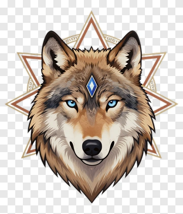 Wolf Head With Geometric Background PNG