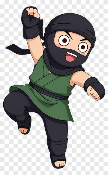 Cartoon Ninja Jumping With Excitement PNG