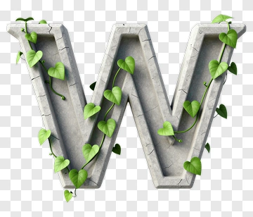Concrete Letter W With Vines PNG