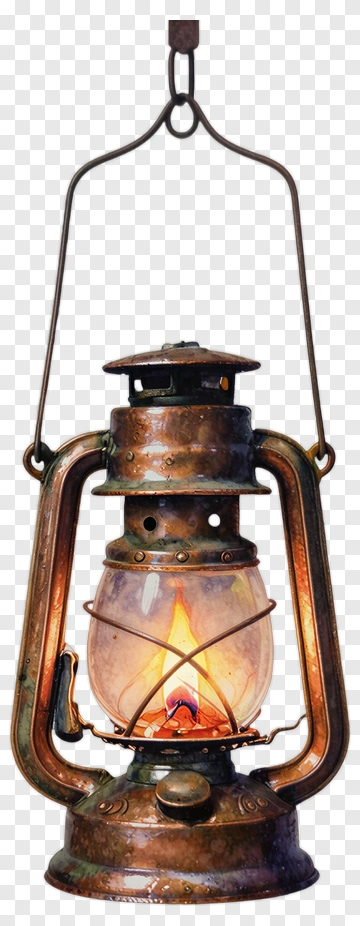 Vintage Oil Lantern With Flame PNG