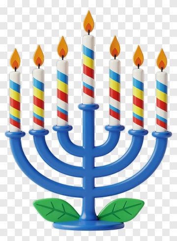 Colorful Menorah With Candles PNG