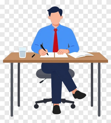Businessman Sitting At A Desk Writing PNG