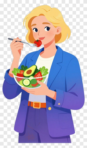 Woman Eating A Salad PNG