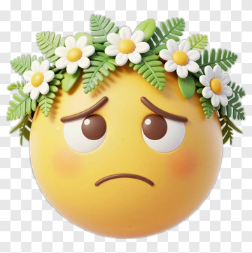 Sad Emoji With Floral Crown PNG