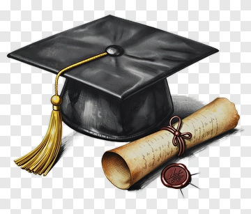 Graduation Cap And Diploma Scroll PNG