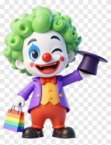 Cartoon Clown Holding A Top Hat PNG