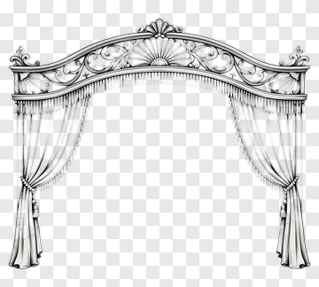 Ornate Curtain With Decorative Arch PNG