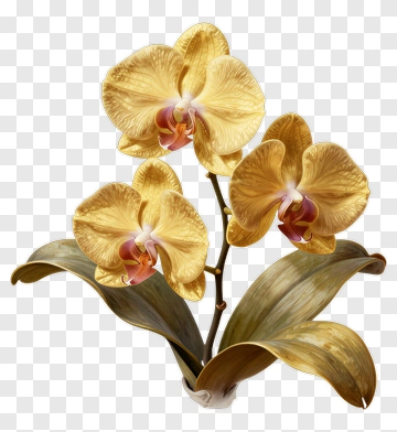 Golden Orchid Flower Arrangement PNG