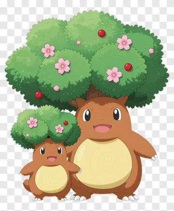 Cartoon Tree Character Family PNG