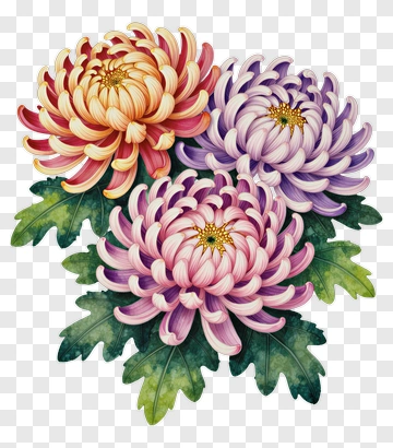 Colorful Chrysanthemum Flowers PNG