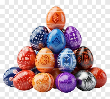 Colorful Easter Eggs Piled Together PNG