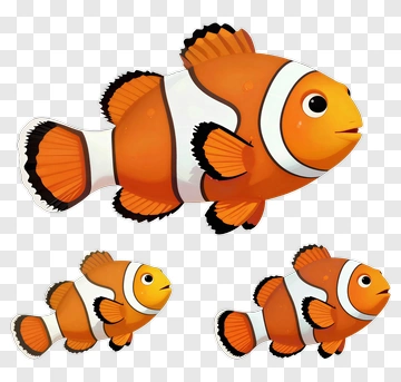 Cartoon Clownfish Group PNG