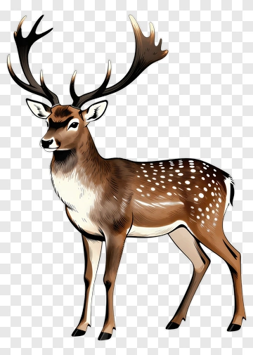 Cartoon Deer With Antlers PNG