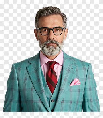 Stylish Man In Turquoise Suit PNG