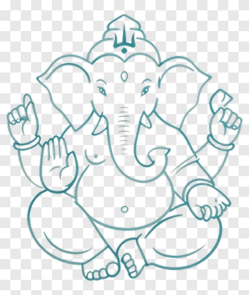 Line Art Ganesh Sitting In A Meditative Pose PNG
