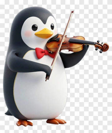 Cartoon Penguin Playing Violin PNG