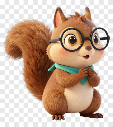 Cartoon Squirrel Wearing Glasses PNG